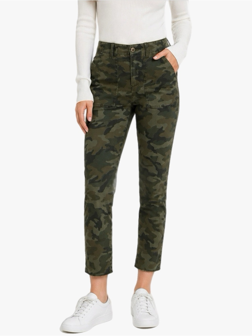 Gap Camo Raw Hem Ankle High Rise Girlfriend Chino Pants Women’s Size 6